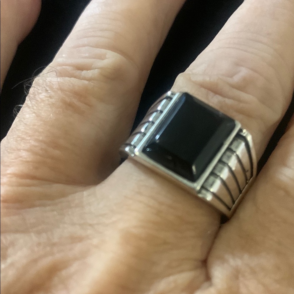 Men's Silver and Black Ring Bogo